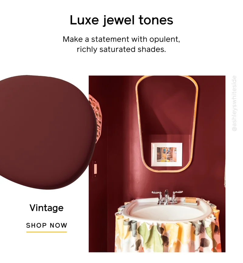 Luxe jewel tones. Make a statement with opulent, richly saturated shades. Vintage, SHOP NOW