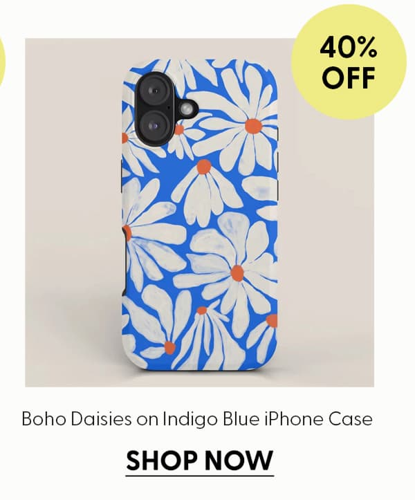 Boho Daisies on Indigo Blue iPhone Case