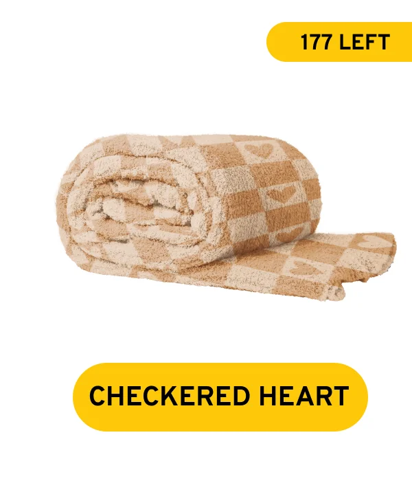 premier plush blanket checkered heart