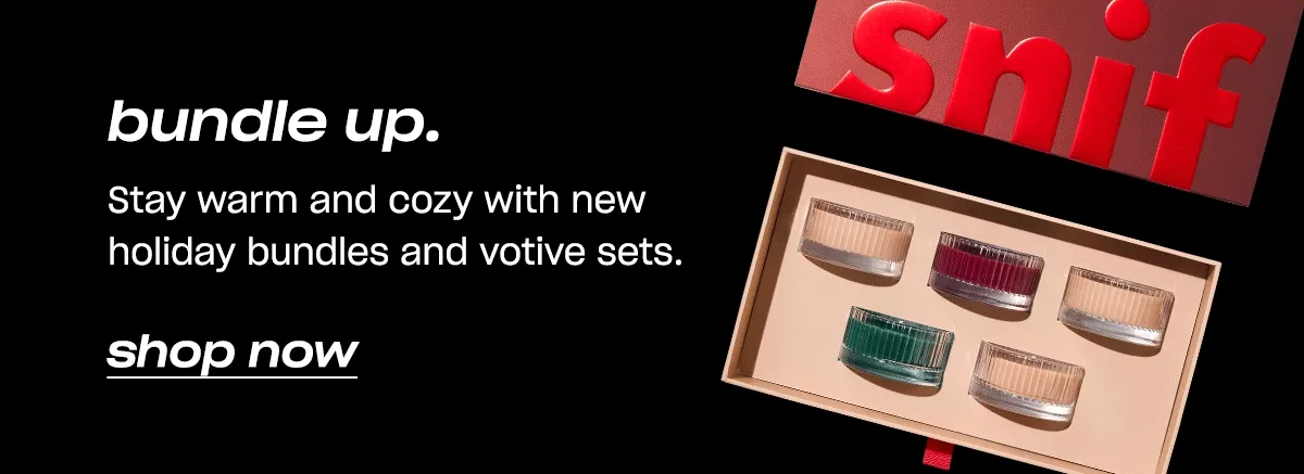 Stay warm and cozy with new holiday bundles and votive sets.