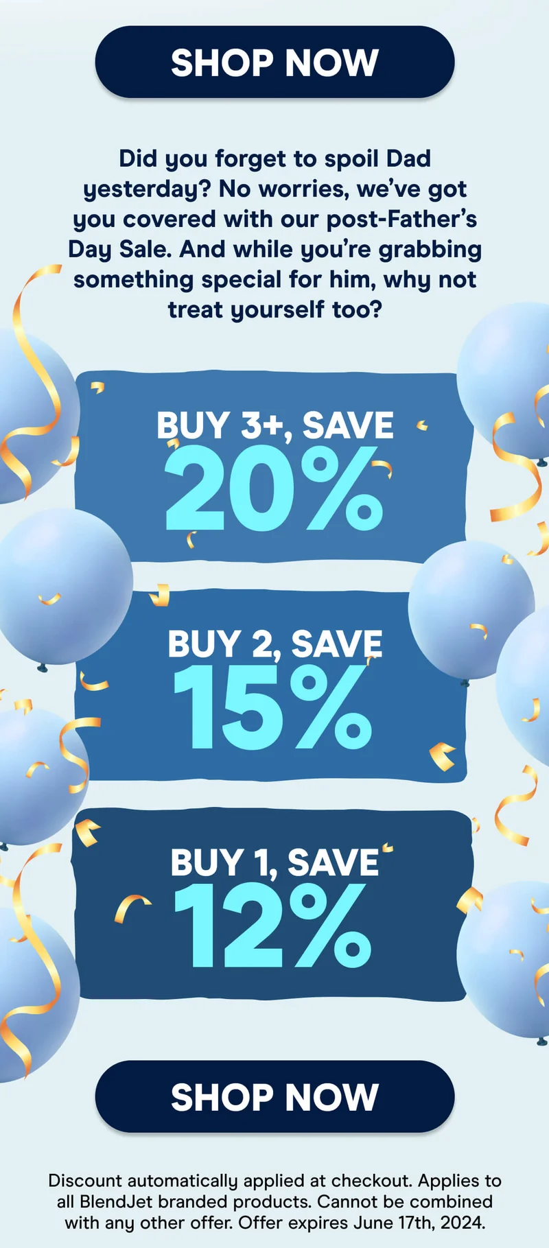 Did you forget to spoil Dad yesterday? No worries, we’ve got you covered with our post-Father’s Day Sale. And while you’re grabbing something special for him, why not treat yourself too?  Buy 1, Save 10% Buy 2, Save 15% Buy 3+, Save 20%