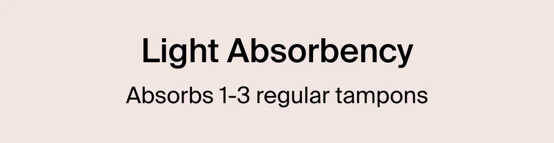 Light Absorbency. Absorbs 1-3 regular tampons