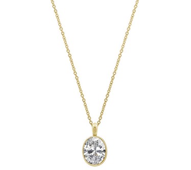 Diamonique 100 Facet Oval Bezel Necklace, Sterling Silver