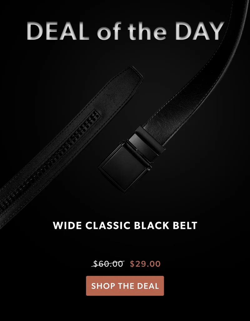 Deal of the Day. Wide black belt. Only $29