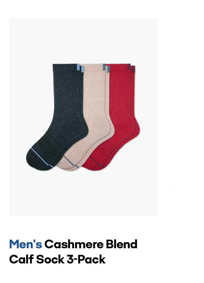 Men's Cashmere Blend Calf Sock 3-Pack