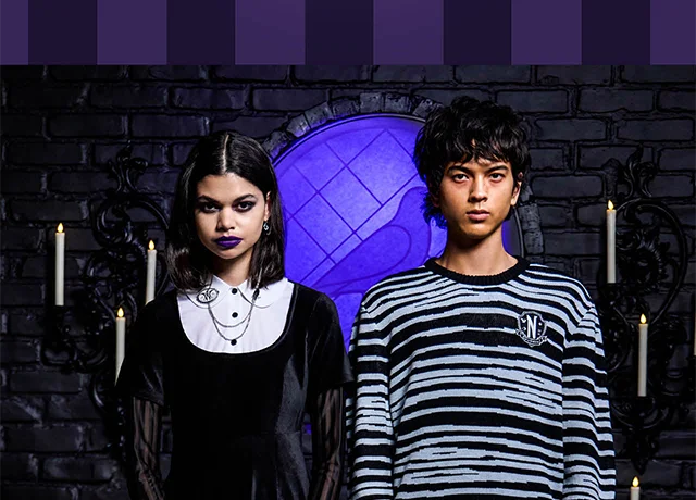 Product shown: Twofer Long-Sleeve Dress and Pugsley Stripe Sweater