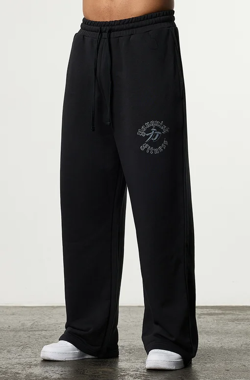 SHINTO GODS SCRIPT BLACK STRAIGHT LEG SWEATPANTS