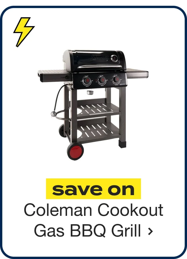 Coleman Cookout 3-Burner Propane Gas BBQ Grill w/ 535-Sq. In. Total Cooking Surface Instastart Ignition, Black/Gray