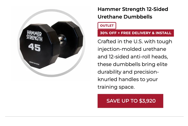 30% OFF | Hammer Strength 12-Sided Urethane Dumbbells