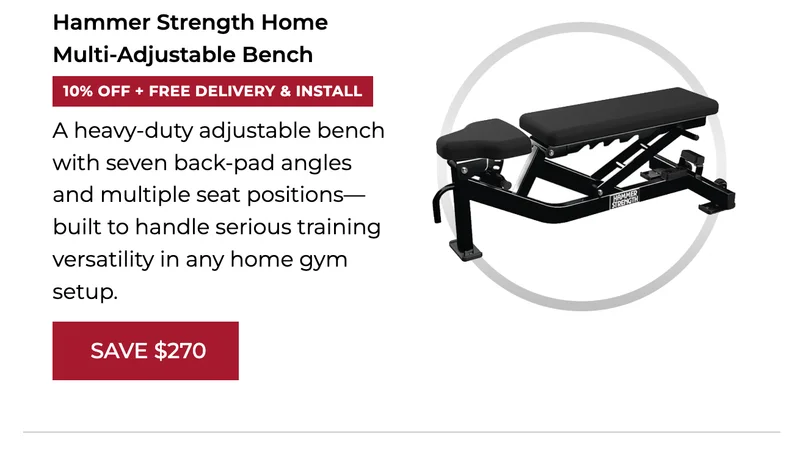 10% OFF | Hammer Strength Home Multi-Adjustable Bench