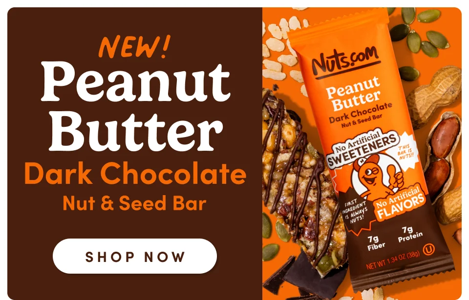 NEW! Peanut Butter Dark Chocolate Nut & Seed Bar; Shop now