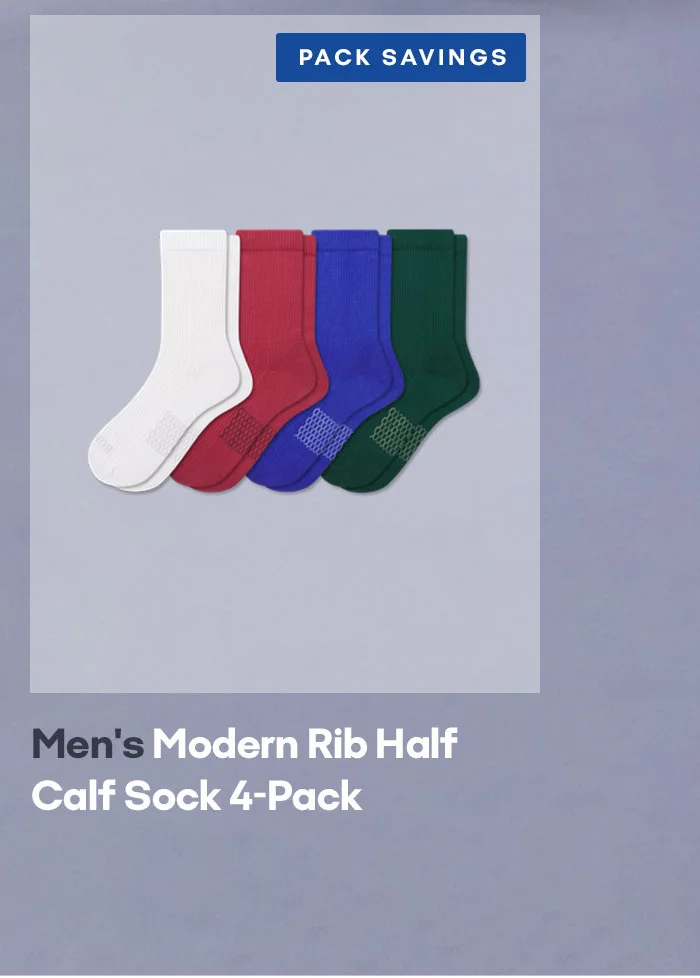 PACK SAVINGS Men's Modern Rib Half Calf Sock 4-Pack