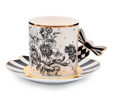 MacKenzie-Childs Bee Toile Mug & Saucer Set
