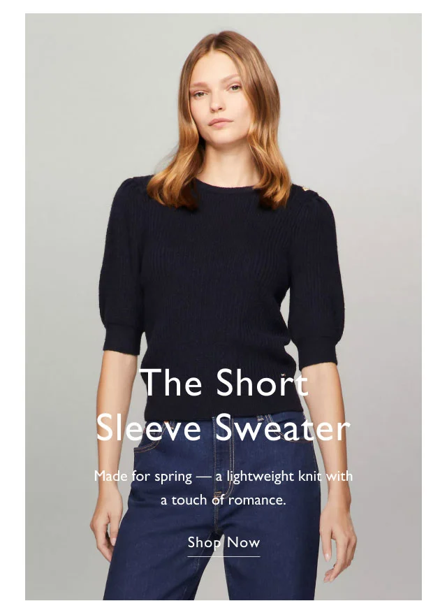 The short sleeve sweater Made for spring - a lightweight knit with a touch of romance. Shop now