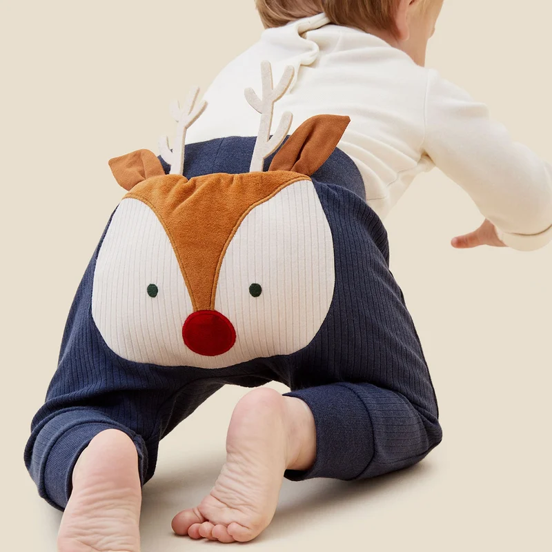 Image of Christmas Reindeer Ribbed Joggers