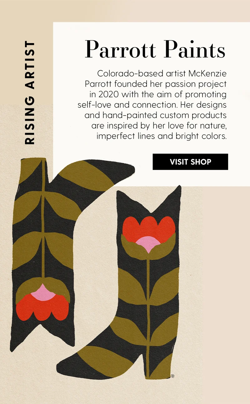 Parrott Paints | Colorado based artist, McKenzie Parrott is the owner, artist and founder of Parrott Paints—a passion project started 2020 in the hopes to promote self-love & connection. Her designs & hand painted custom products are inspired by her love for nature, imperfect lines and bright colors. | Visit Shop
