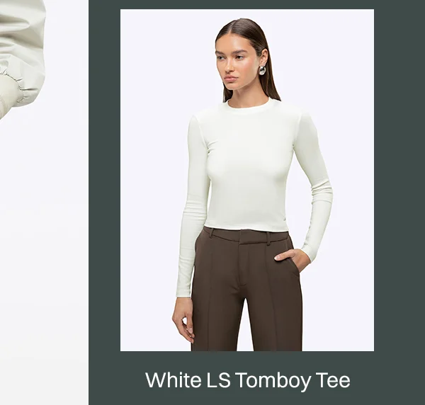 White Long Sleeve Tomboy Tee