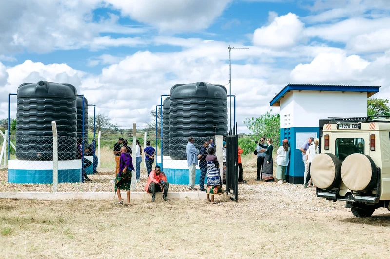 A solar-powered piped water system in Tanzania.