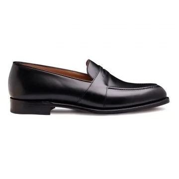 Gracechurch Penny Loafer in Black Calf Leather