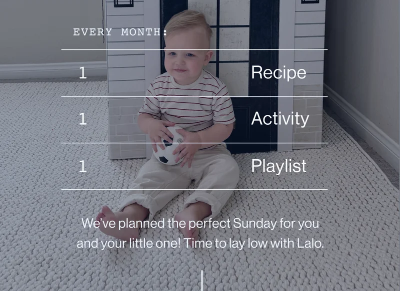 every month: 1 Recipe, 1 Activity, 1 Playlist.