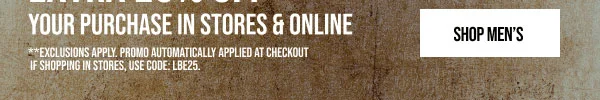 Extra 25% off Shop Men's