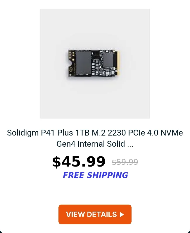 Solidigm P41 Plus 1TB M.2 2230 PCIe 4.0 NVMe Gen4 Internal Solid ...