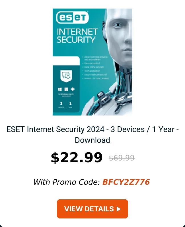 ESET Internet Security 2024 - 3 Devices / 1 Year - Download
