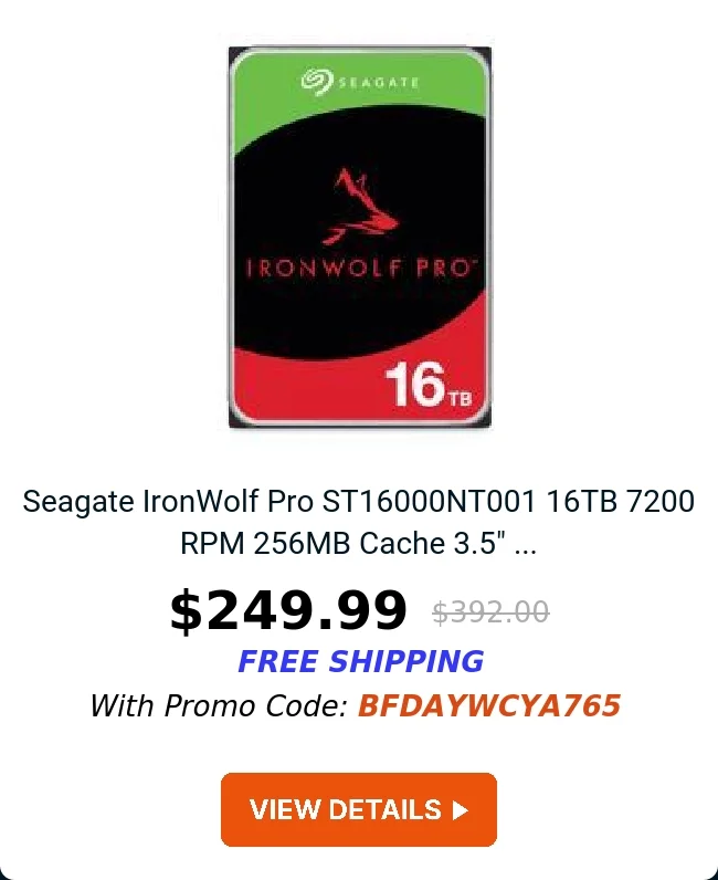 Seagate IronWolf Pro ST16000NT001 16TB 7200 RPM 256MB Cache 3.5