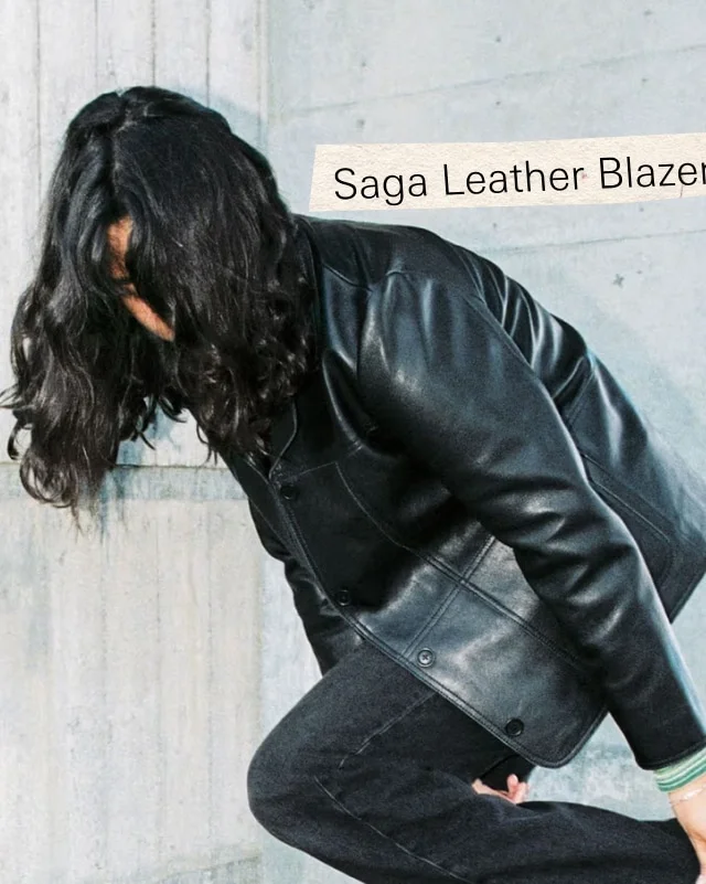 Saga Leather Blazer Black