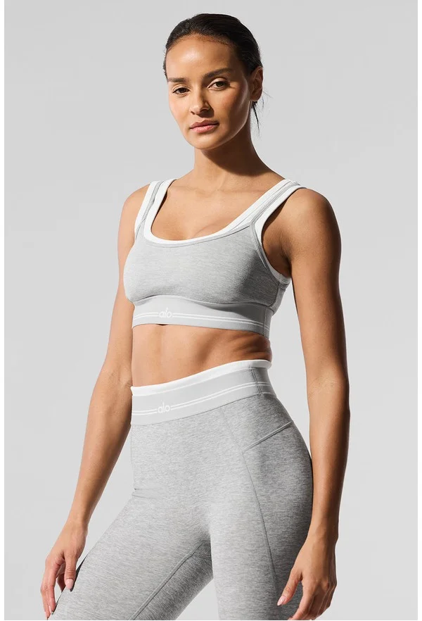 Alosoft Better Together Bra - Athletic Heather Grey/White - Athletic Heather Grey/White / L