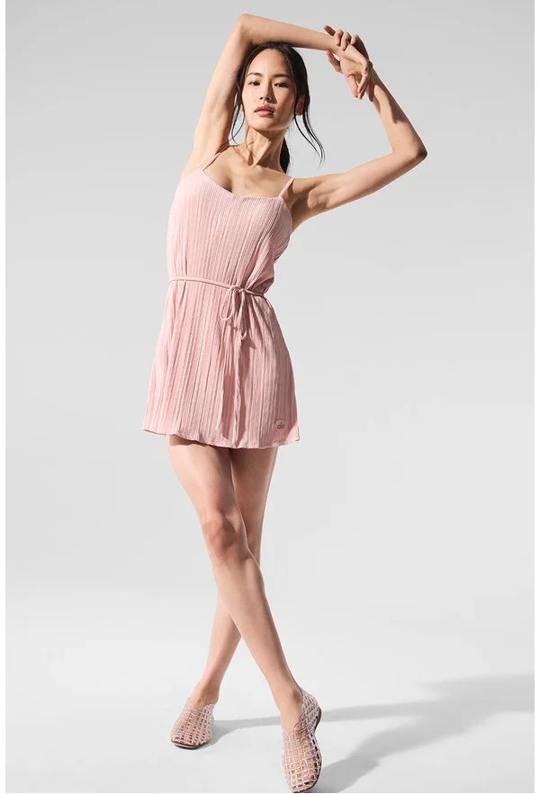 Micro Plisse Game On Tennis Dress - Pink Quartz - Pink Quartz / L