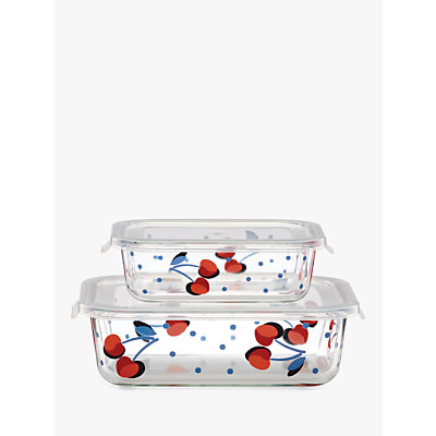 Vintage Cherry Dot Rectangular Food Storage Set