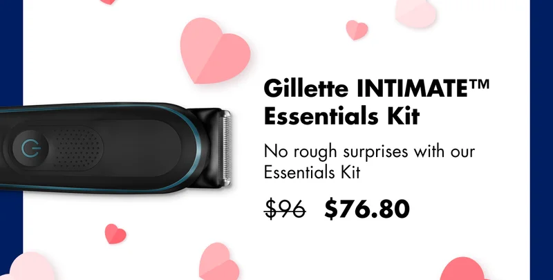 Gillette INTIMATE™ Essentials Kit - No rough surprises with our Essentials Kit. Was $96, now $76.80