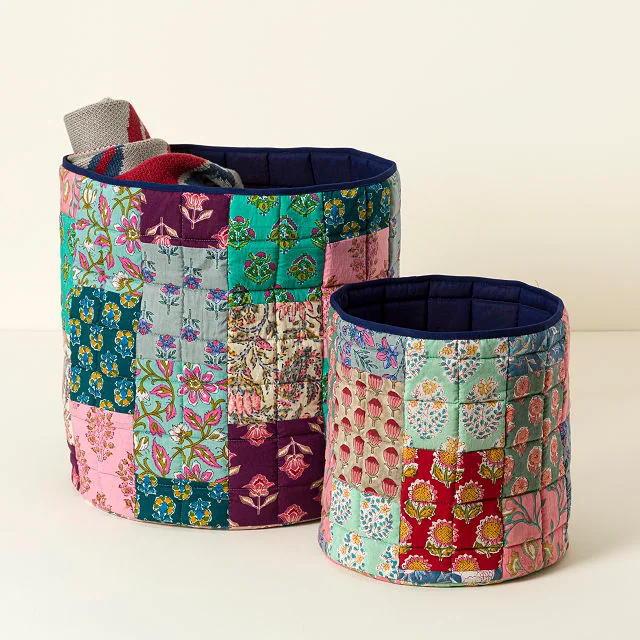 Re-Purposed Sari Quilted Baskets