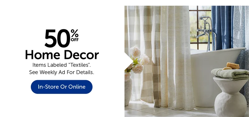 50% Off Home Decor - Items Labeled "Textiles"