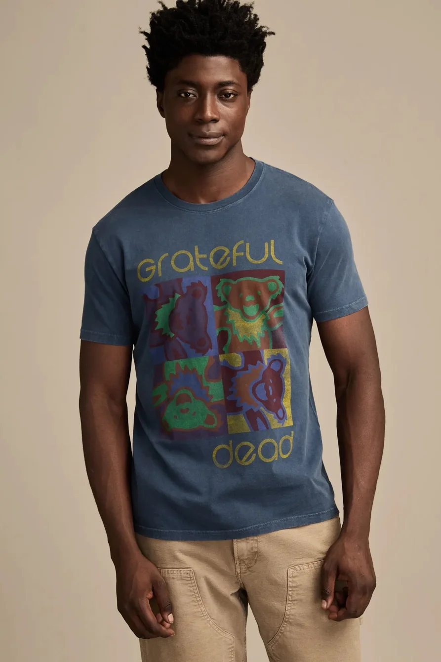 Image of Lucky Brand Grateful Dead Pop Tee - Men's Clothing Tops Shirts Tee Graphic T Shirts in Insignia Blue
