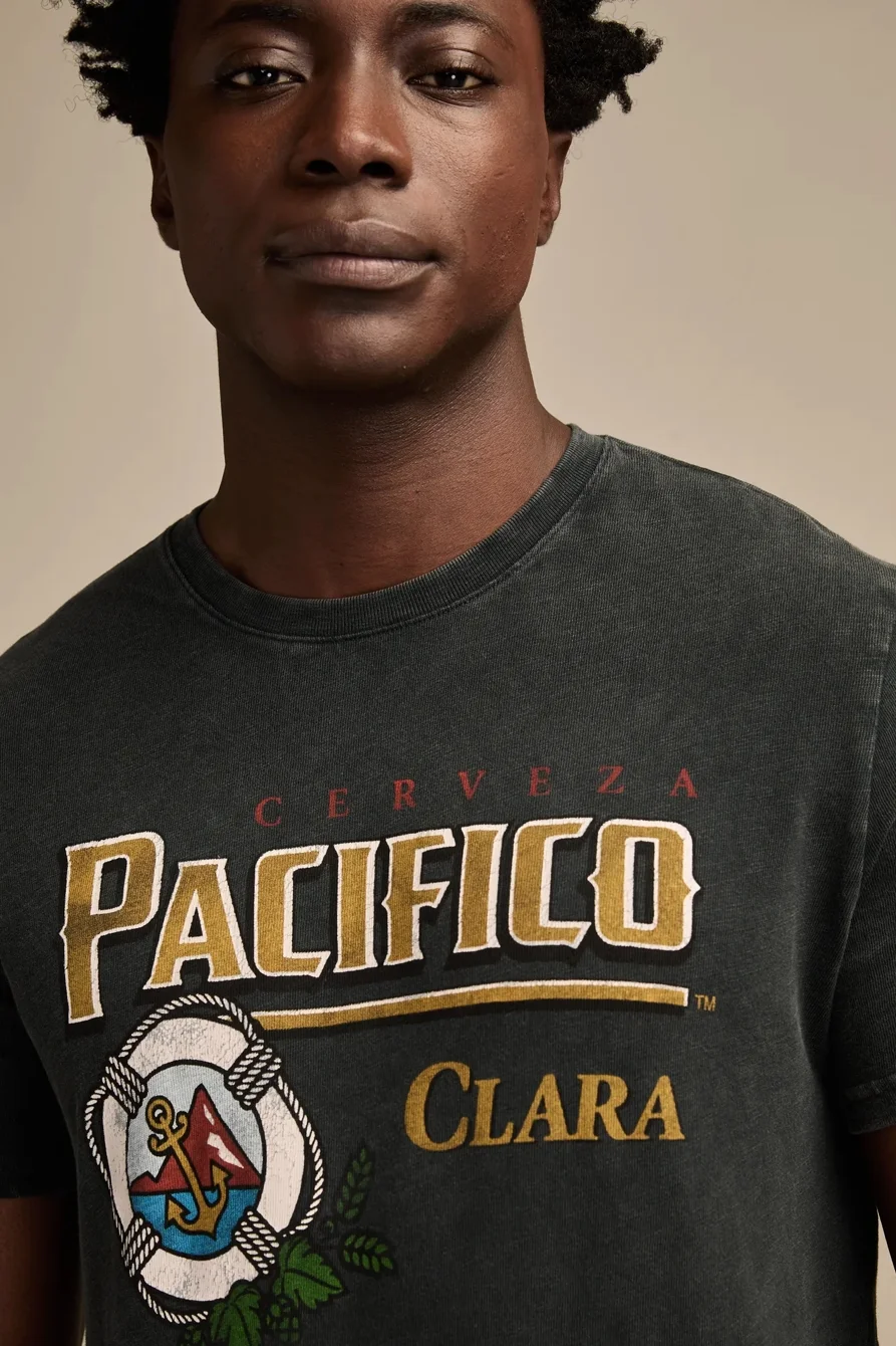 Image of Lucky Brand Pacifico Logo Tee - Men's Clothing Tops Shirts Tee Graphic T Shirts in Jet Black
