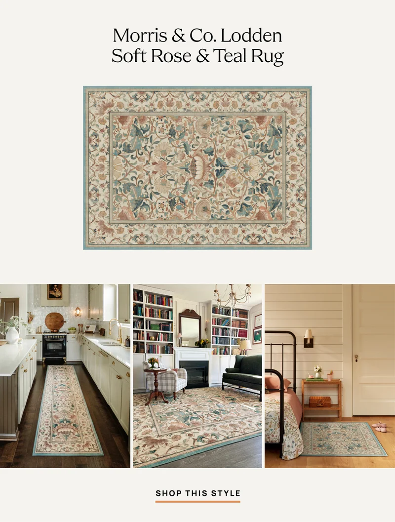 Morris & Co. Lodden Soft Rose & Teal Rug