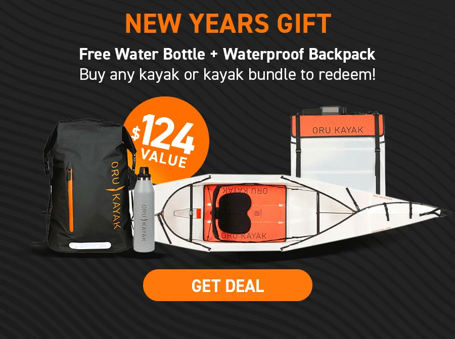 New year, endless adventures! Get a free waterproof backpack + water bottle with any kayak purchase!