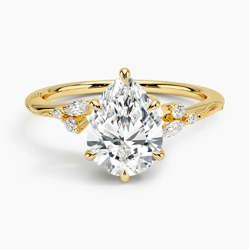 Camellia Milgrain Diamond Ring