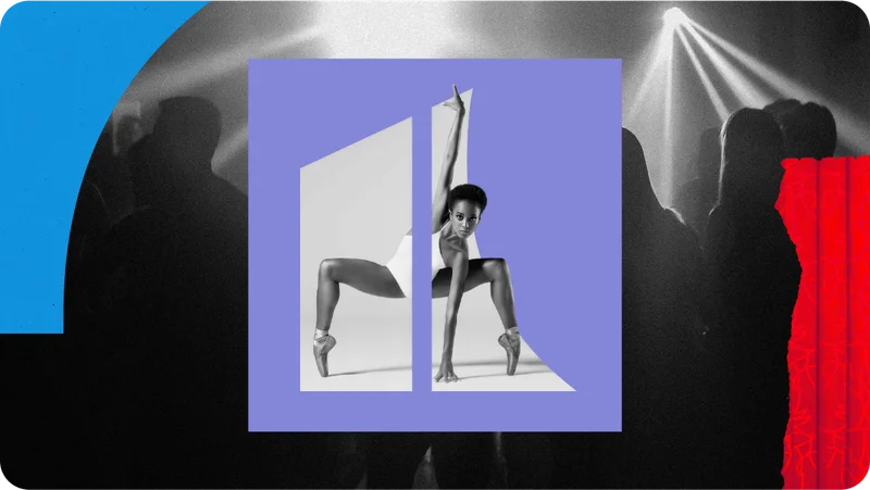 a performer posing within the kennedy center logo