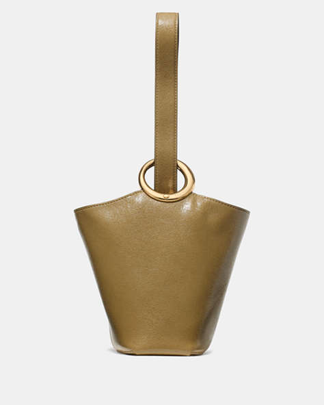 Halo Glazed Leather Mini Bucket Bag