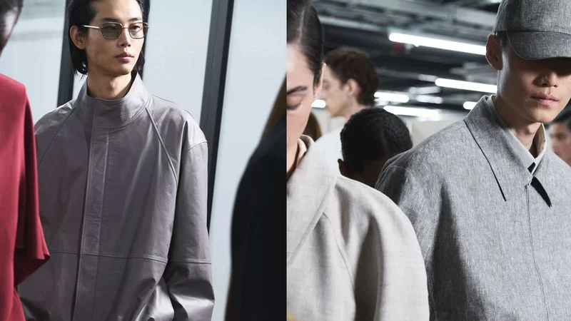Two looks from the recent COS spring-summer runway show.