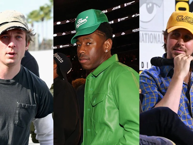 Image may contain: Tyler, The Creator, Baseball Cap, Cap, Clothing, Hat, Coat, Jacket, Adult, Person, Face, and Head