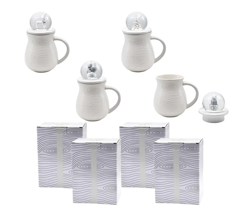 Temp-tations Set of (4) 16-oz Mugs with Snow Globe Lids & Gift Boxes