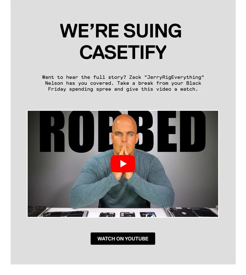 We're suing Casetify. Watch on YouTube.