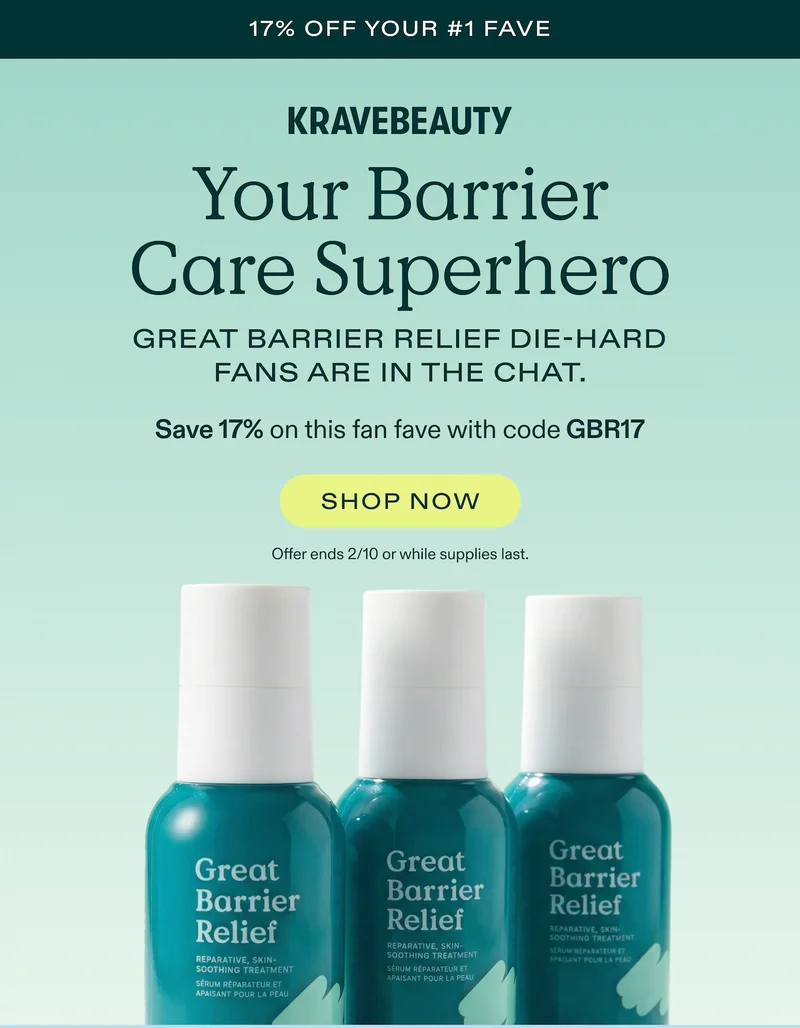 KraveBeauty. 17% off your #1 fave.