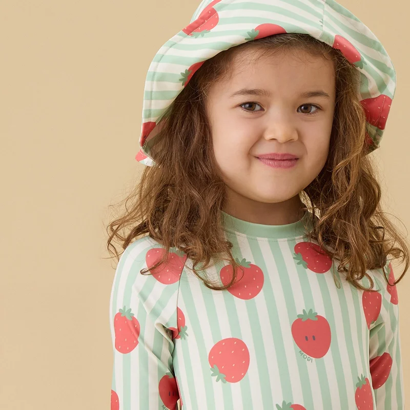 Image of Strawberry Stripe Floppy Sun Hat