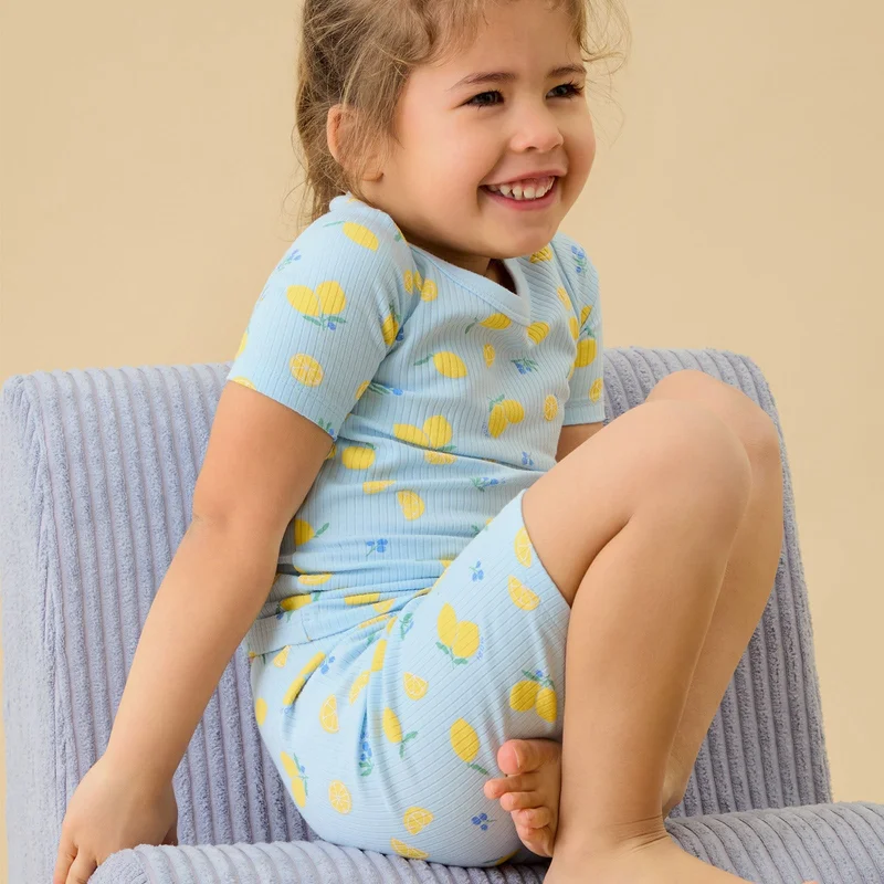 Image of Lemon Lullaby Ribbed Summer Pajama Set