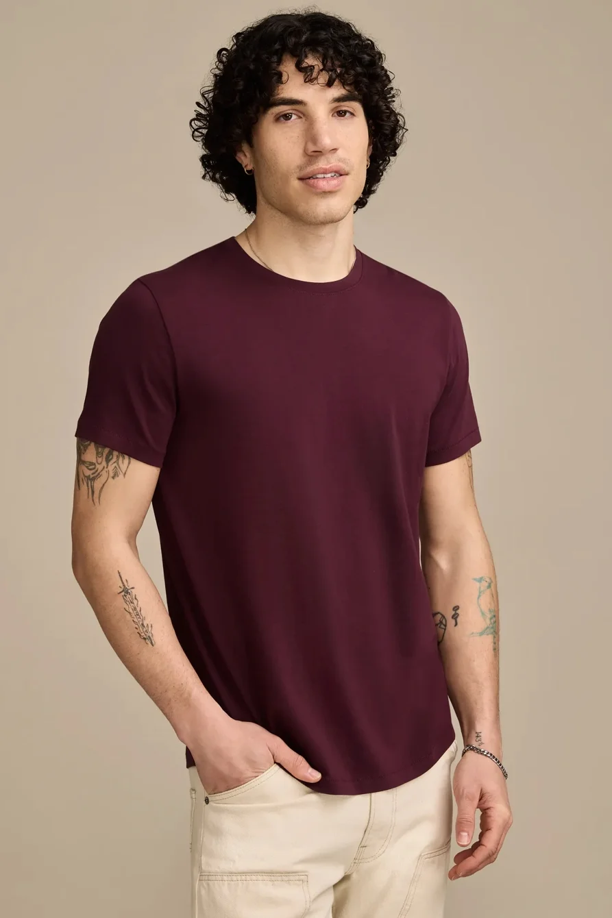 Image of Lucky Brand Supima Short Sleeve Crew Tee - Men's Clothing Tops Shirts Tee Graphic T Shirts in Gravel